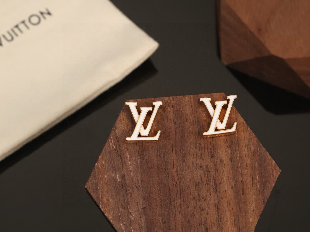 Louis Vuitton Pink 'LV' Logo Stud Earrings